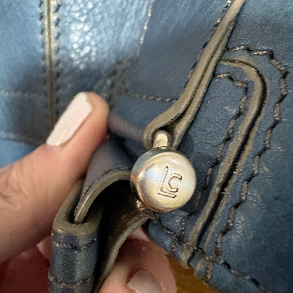 Liz Claiborne Slouchy Shoulder Bag Blue Soft Pebbled Leather Vintage Y2K - Picture 7 of 16